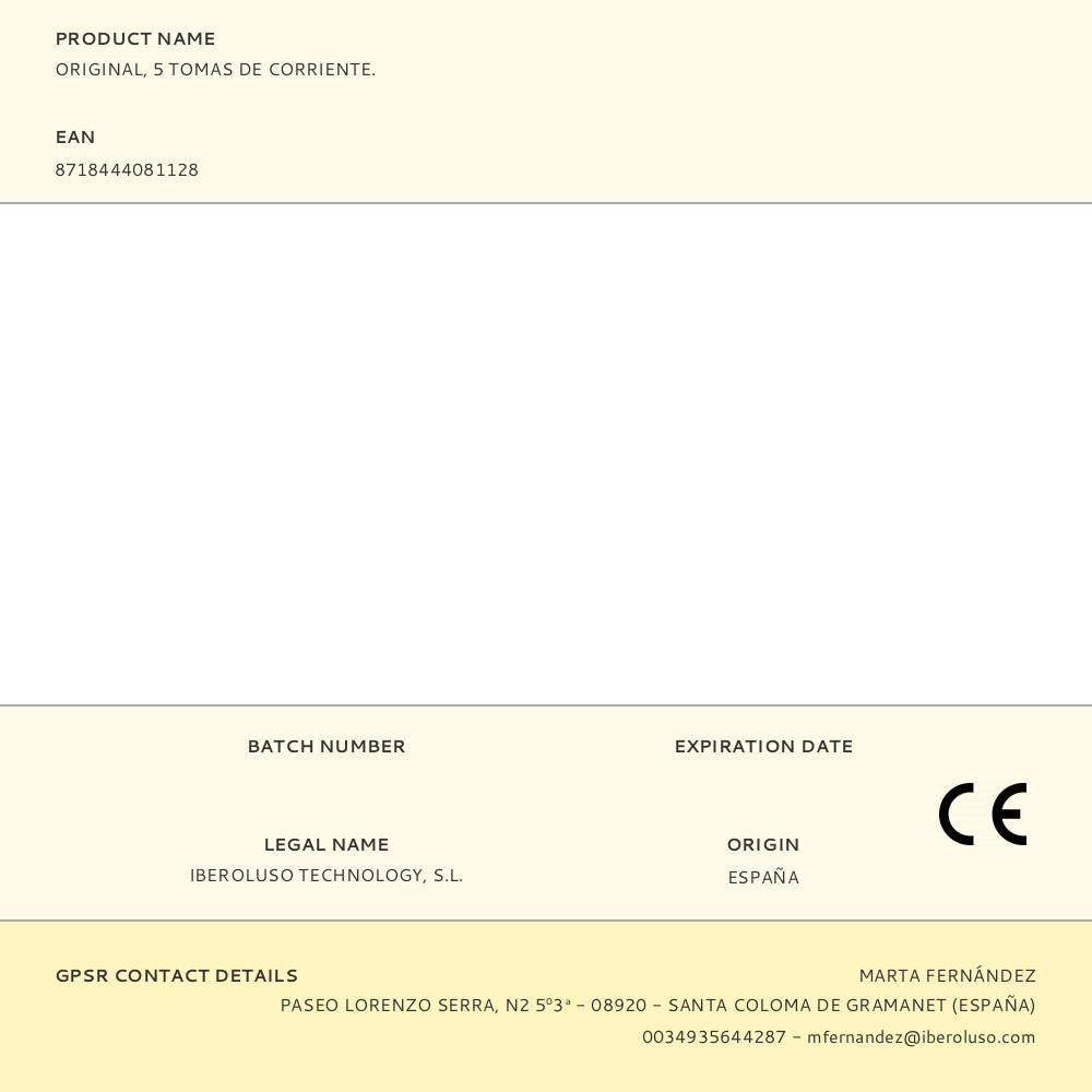 Original, 5 tomas de corriente.