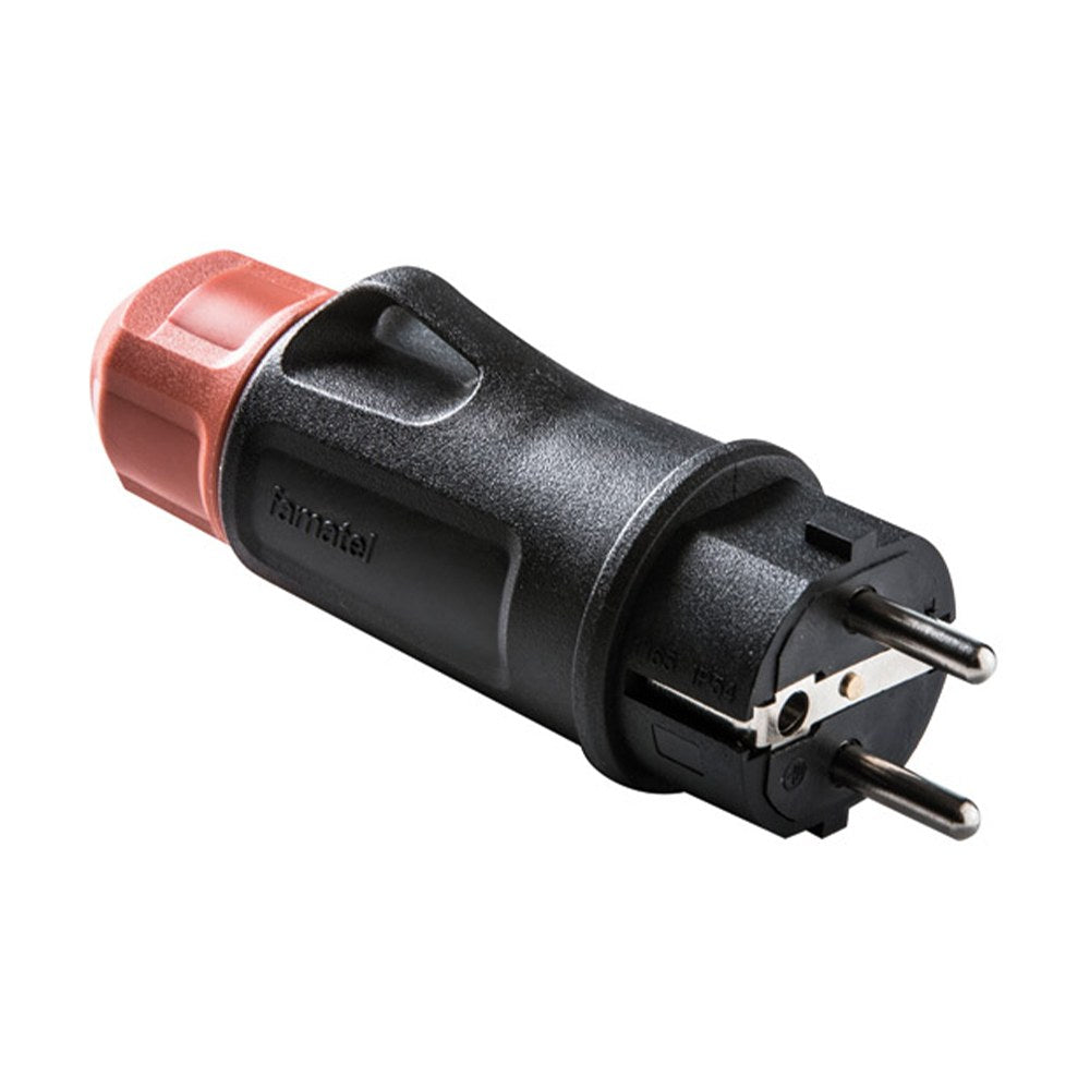 Clavija schuko 2p+t 16a 250 v, ip54, negra, máx. 1,5 x 2,5 mm², blister