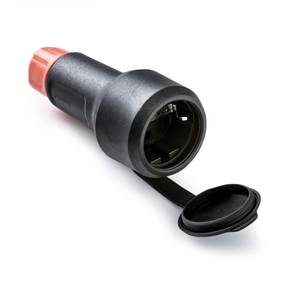 Base móvil schuko con tapa de goma 2p+t 16a 250 v, ip54, negra, máx. 1,5 x 2,5 mm², blister