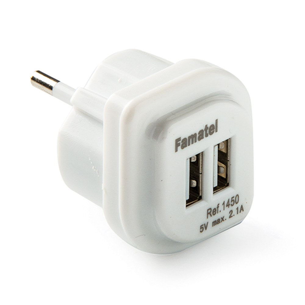 Adaptador 2 usb-a 2,1a 5 v blanco, blister