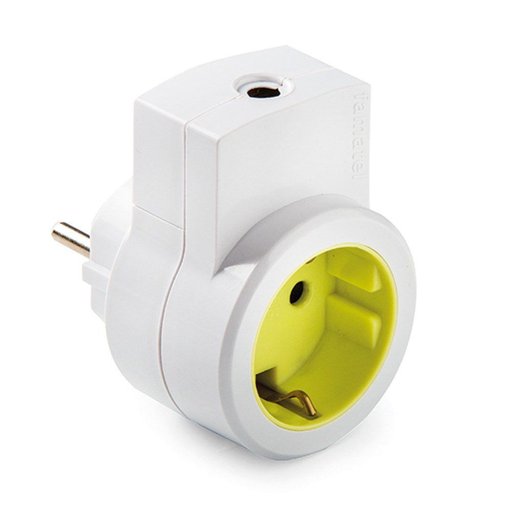 Adaptador 1 toma 2p+t schuko y salida de cable 16a 250 v blanco, blister