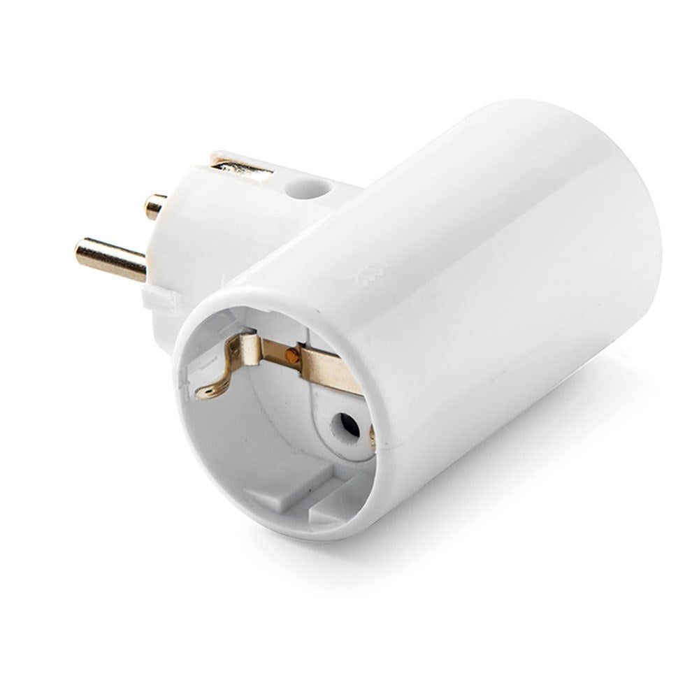 Adaptador doble 2p+t, 16a 250 v espigas 4,8 mm blanco, retractilado