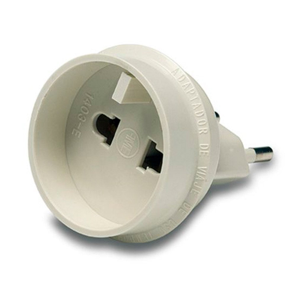 Adaptador de viaje europeo - universal, 10a 250 v, blanco, retractilado