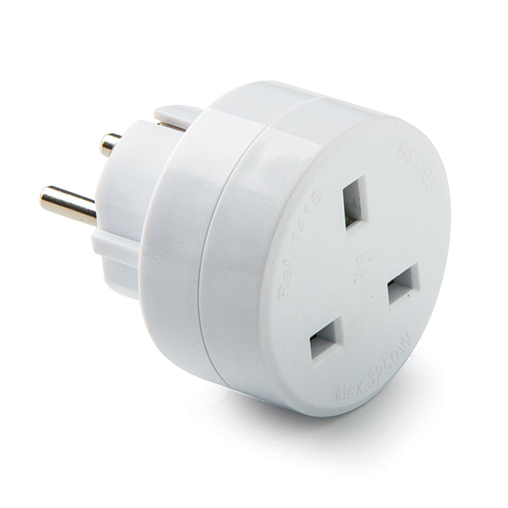 Adaptador europeo - inglés, 13-16a 250 v, blanco, blister