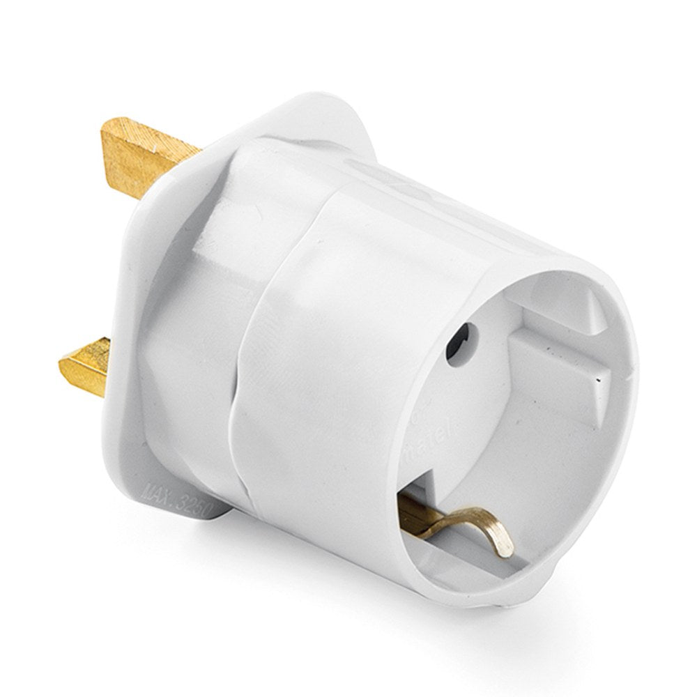 Adaptador inglés - europeo, 13a 250 v, blanco, blister