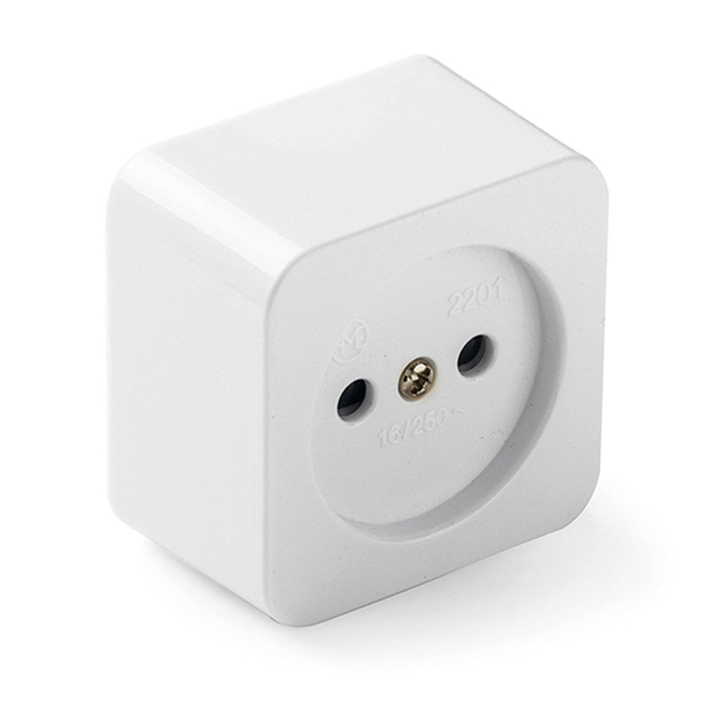 Base de superficie cuadrada 16a 250 v, blanca, retractilado