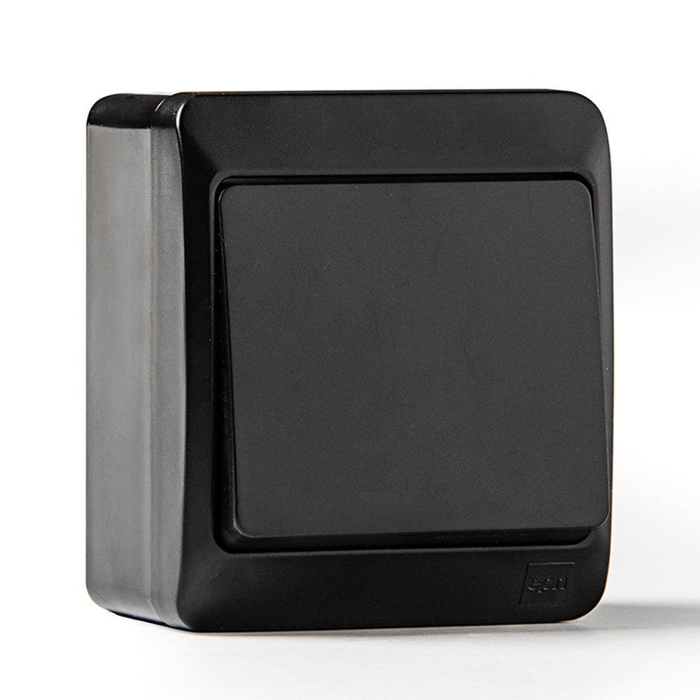Conmutador estanco ip44, 16a 250 v, negro, blister