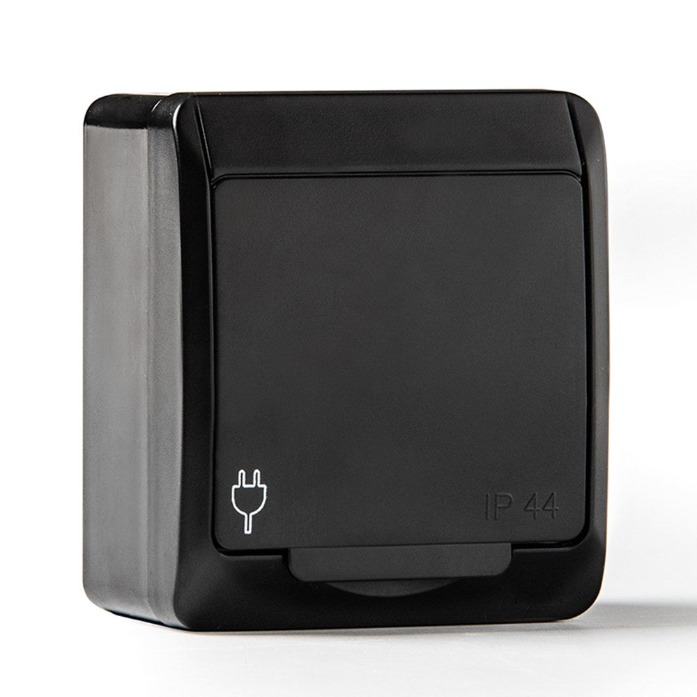 Base t/tl estanca, ip44 16 a 250 v, negro, blister