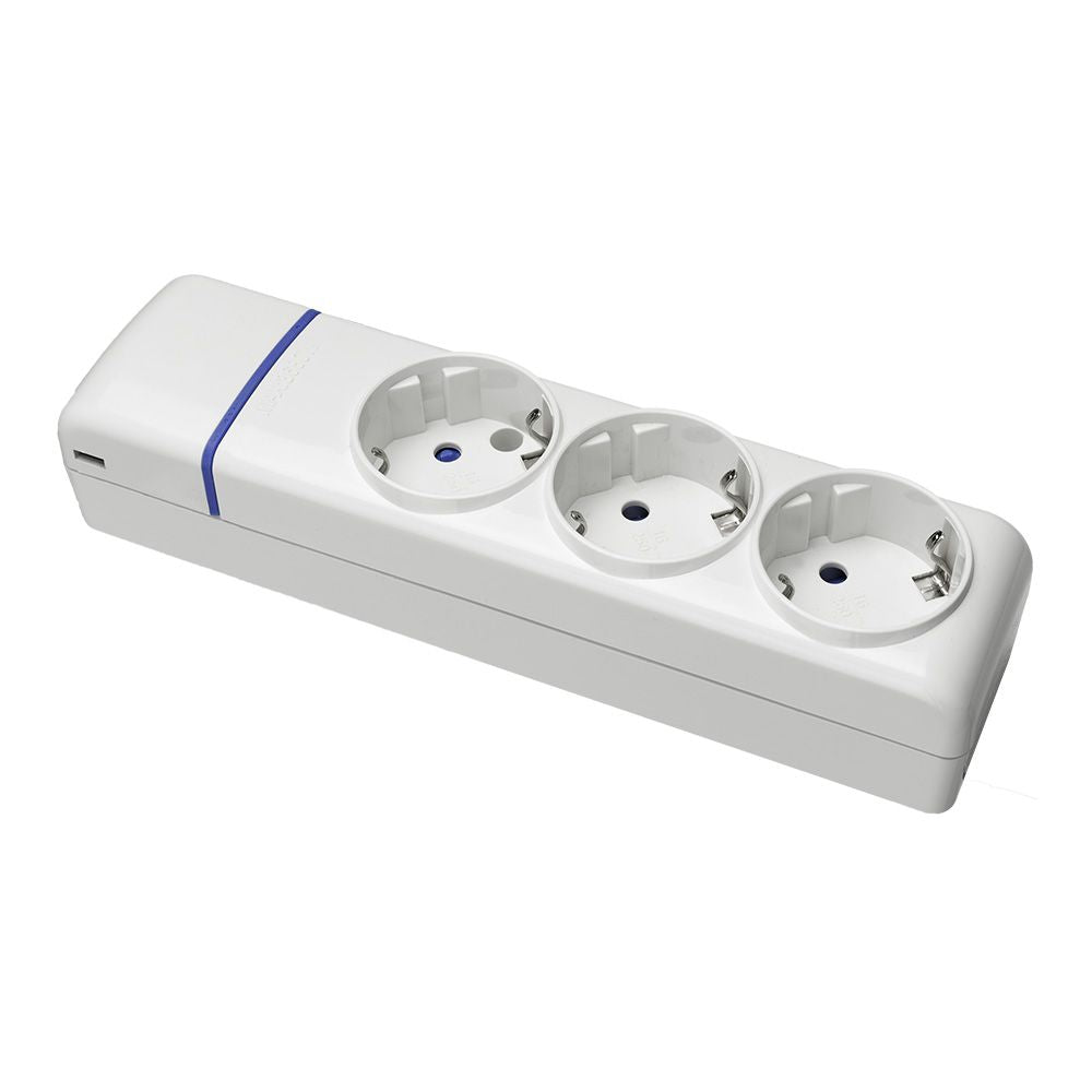 Base múltiple de 3 tomas 2p+t, 16 a 250 v, sin cable