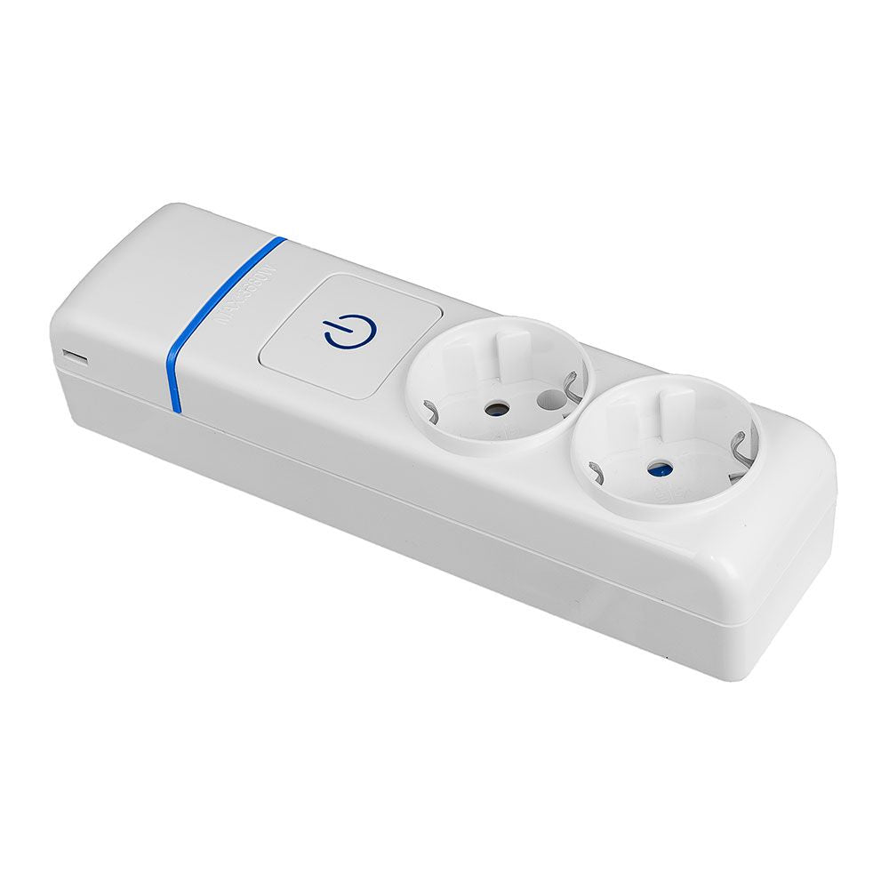 Base múltiple de 2 tomas 2p+t, 16 a 250 v, sin cable, con interruptor