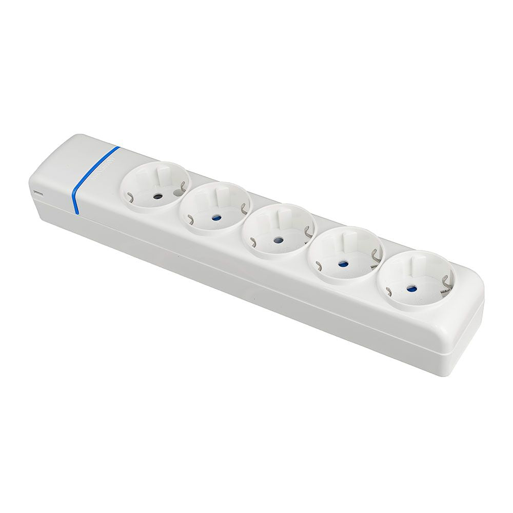 Base múltiple de 5 tomas 2p+t, 16 a 250 v, sin cable