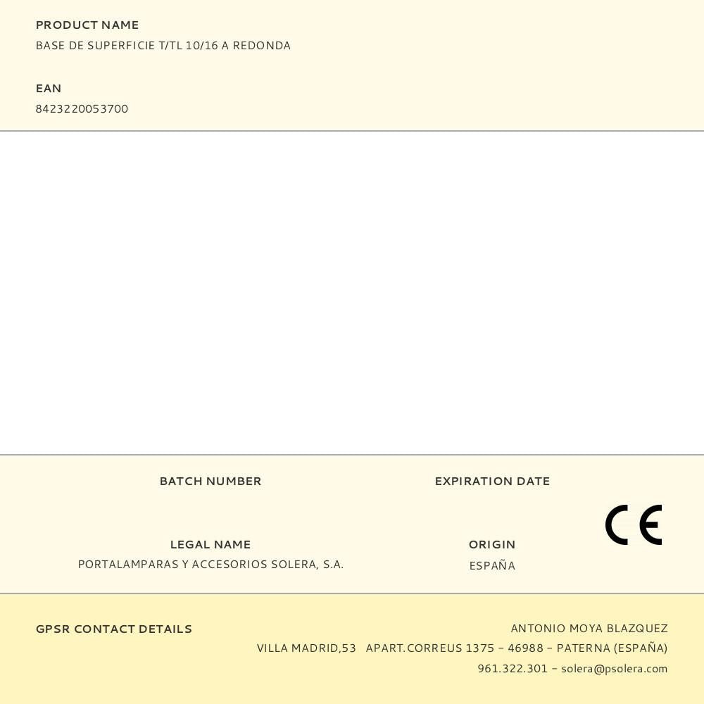 Base de superficie t/tl 10/16 a redonda
