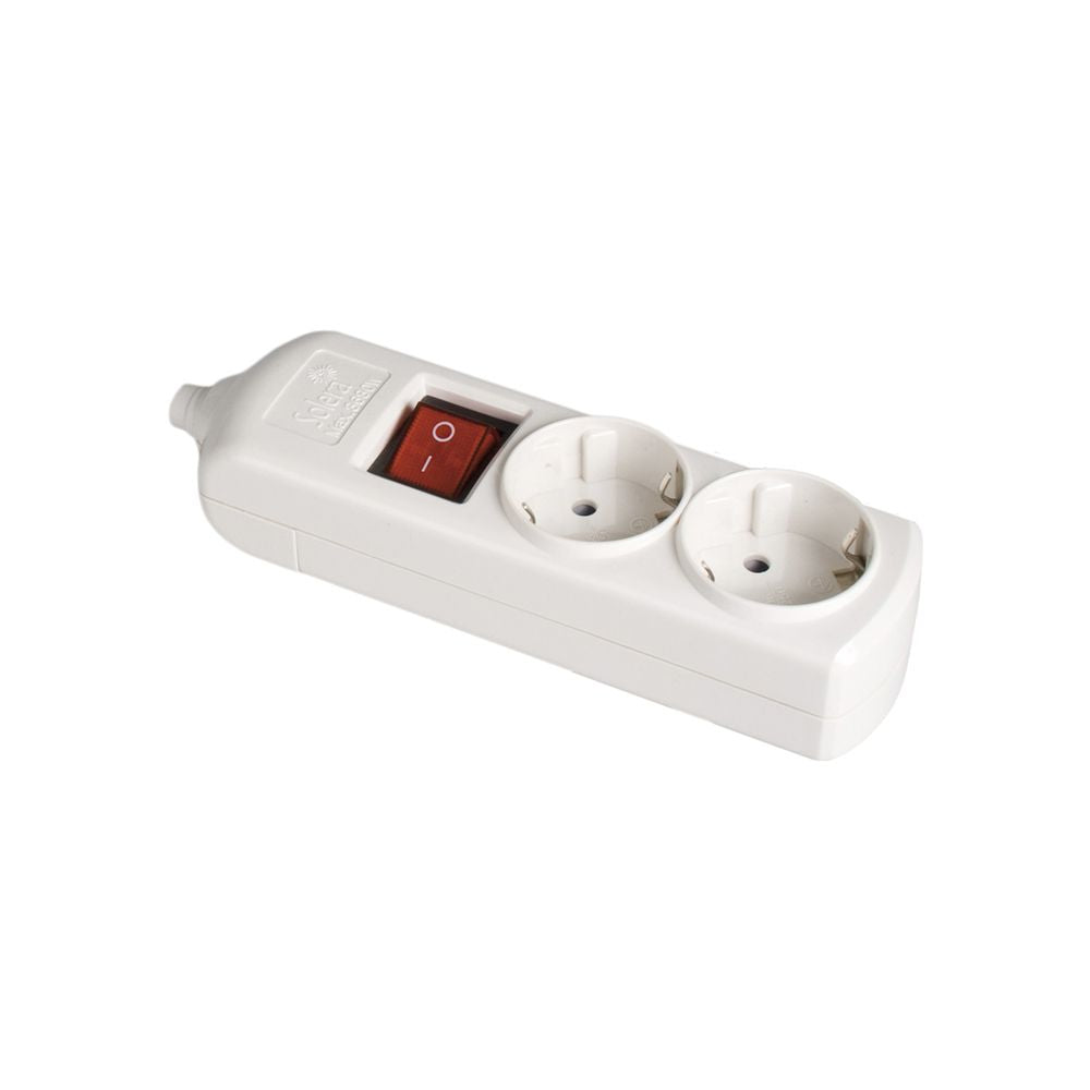 Base bipolar 2 tomas con t/tl 10/16 a 250 v, sin cable, con interruptor, blanca