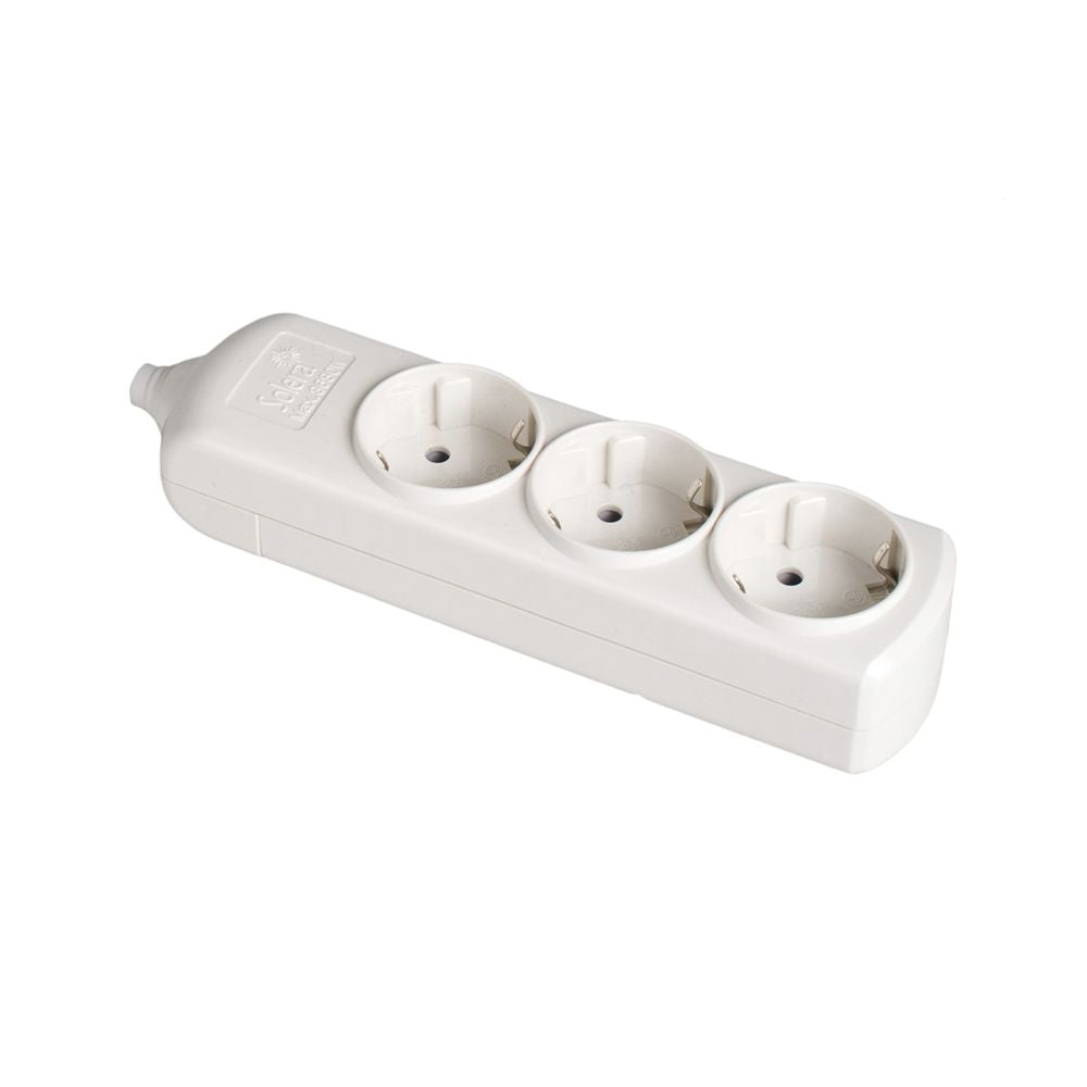 Base bipolar 3 tomas t/tl 10/16 a 250 v, sin cable, blanca