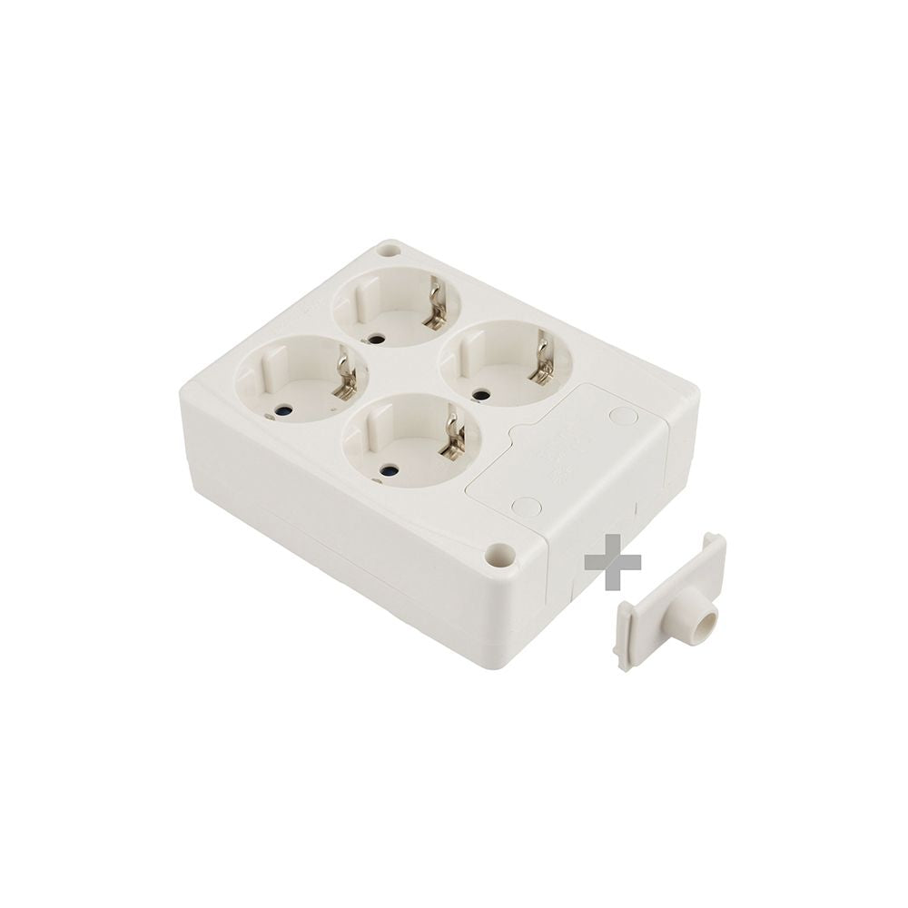 Base bipolar 4 tomas t/tl 10/16 a 250 v, cuadrada sin cable, blanca