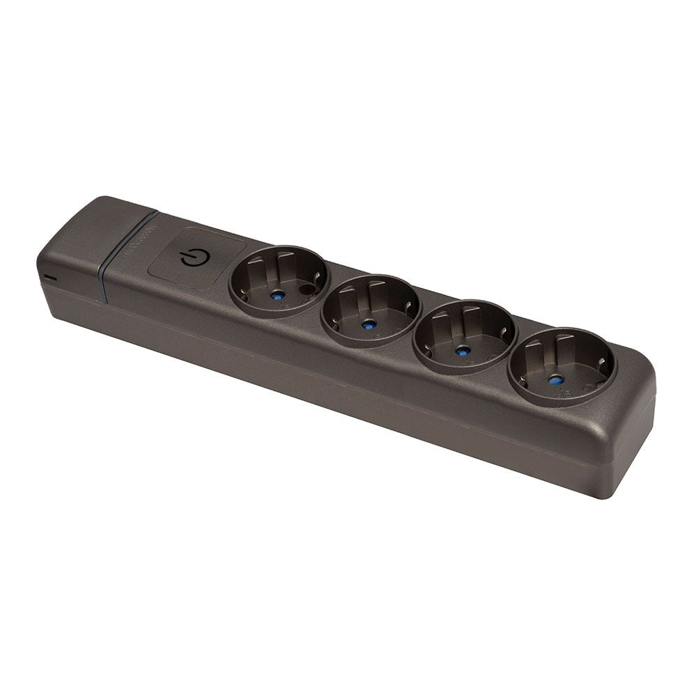 Base múltiple 4 tomas 2p+t schuko, 16 a 250 v~ grafito, sin cable, con interruptor