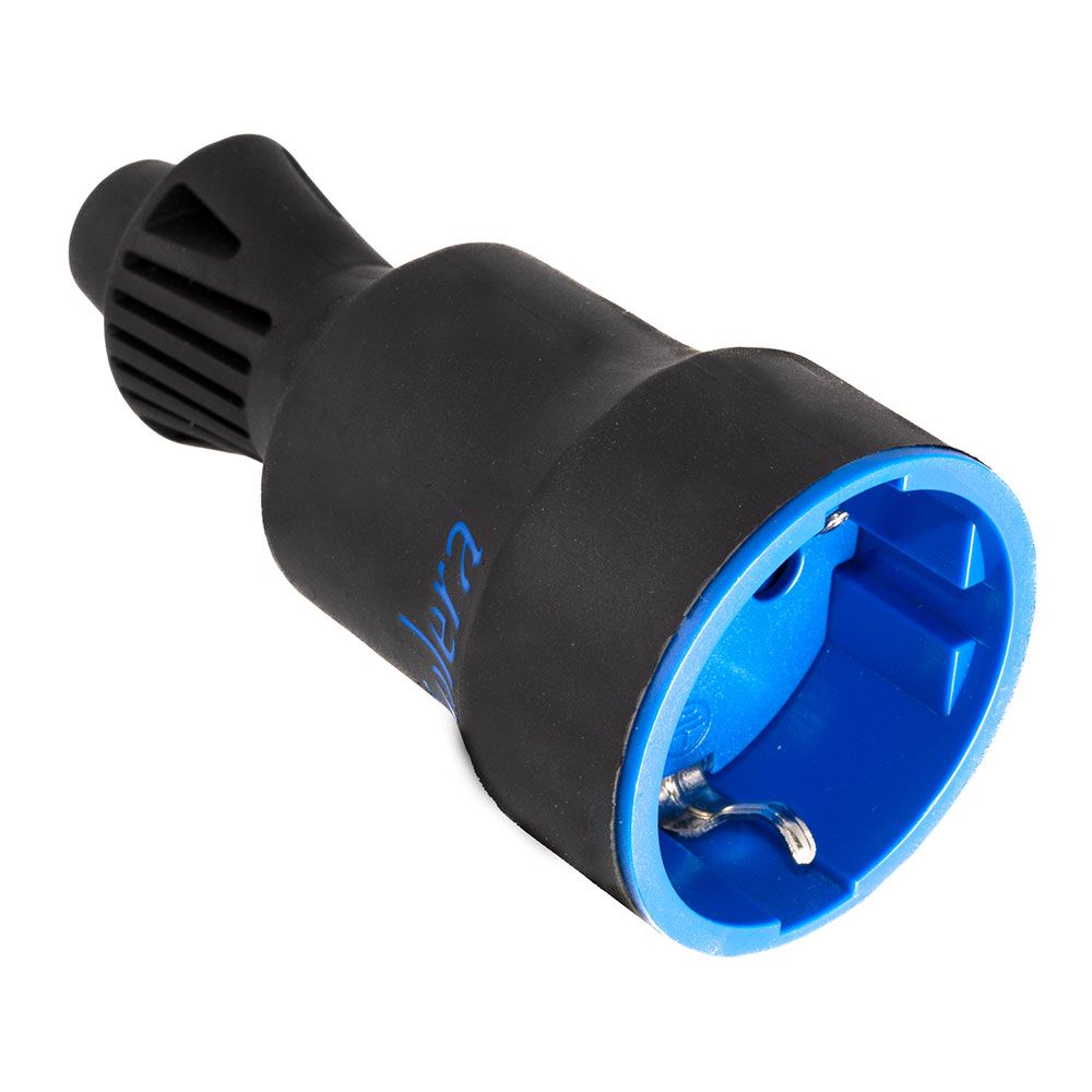 Base móvil 2p+t, 16 a 250 v caucho color negro