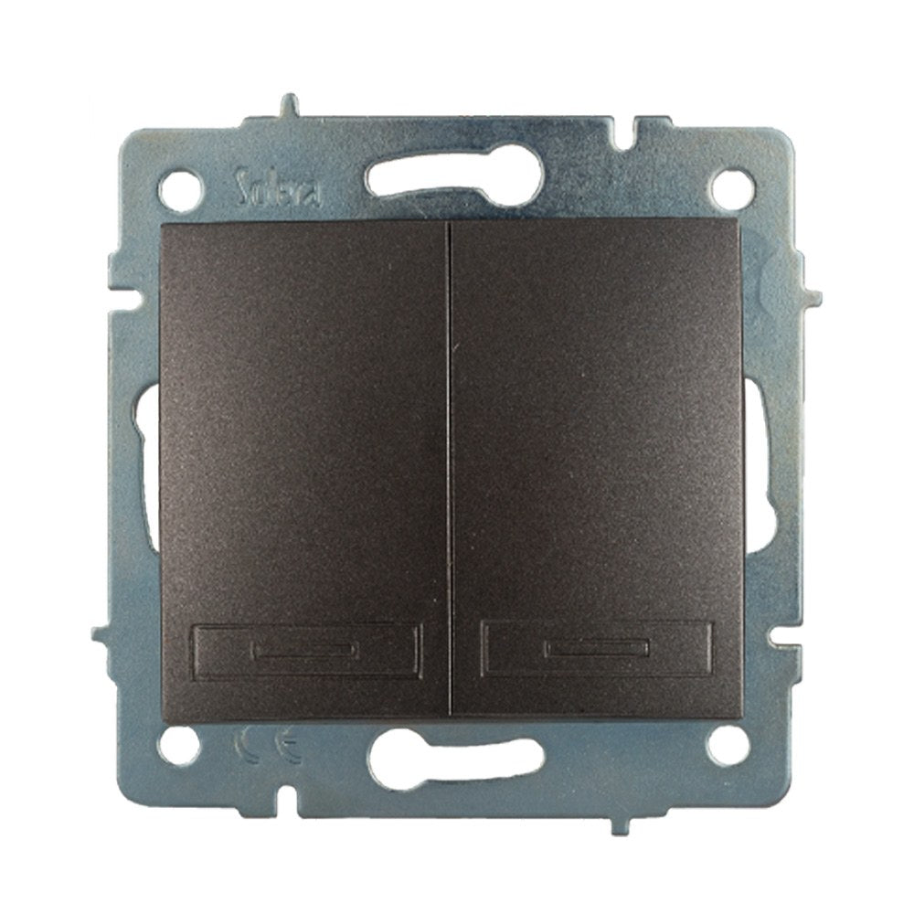Doble conmutador interruptor empotrar sin marco 10ax 250 v~ grafito