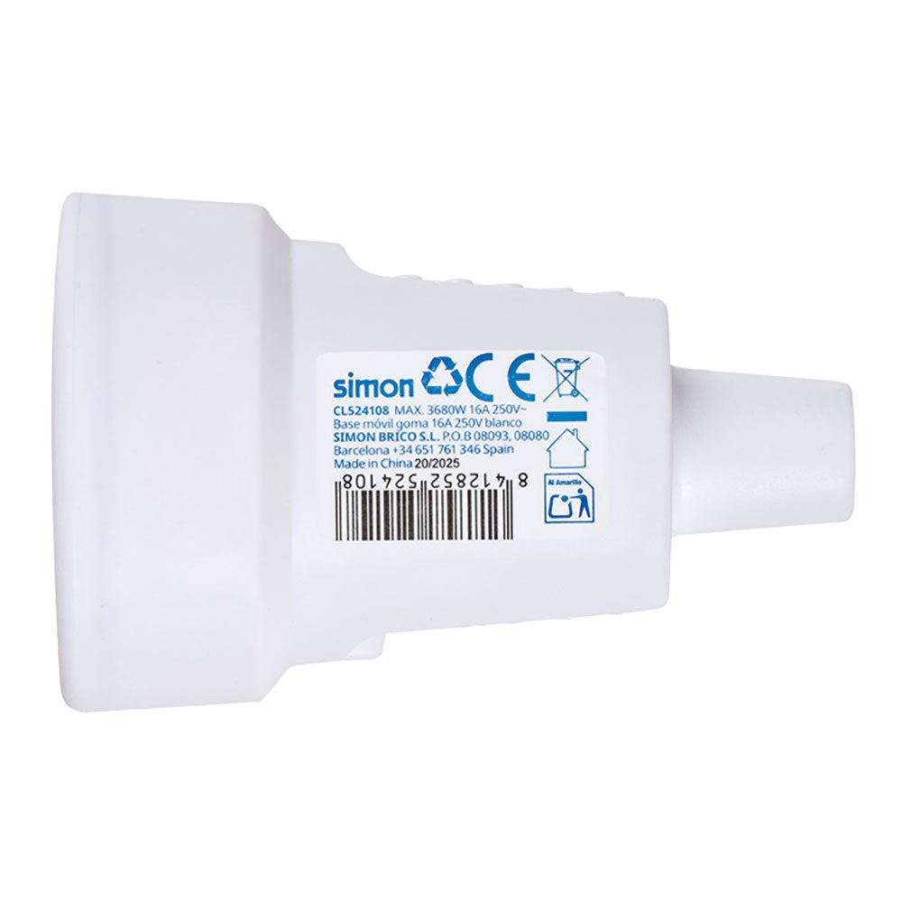Base aérea goma schuko 2p+t 16a 250v~, blanca