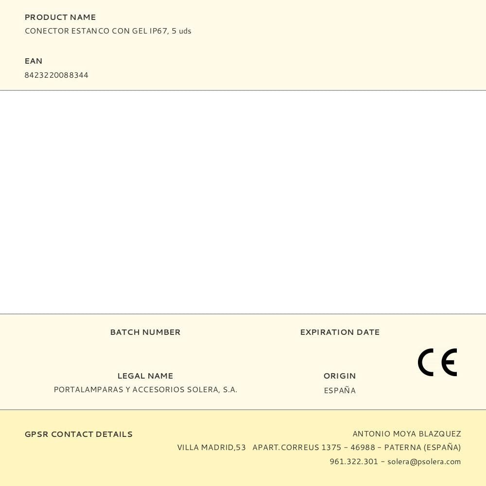 Conector estanco con gel ip67, 5 uds