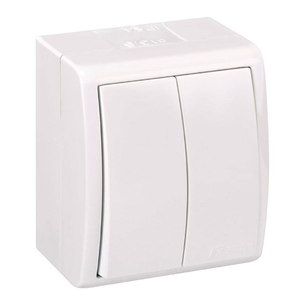 Conmutador doble, superficie, 10ax 250 v~, ip54, serie aquarius, blanco, blister