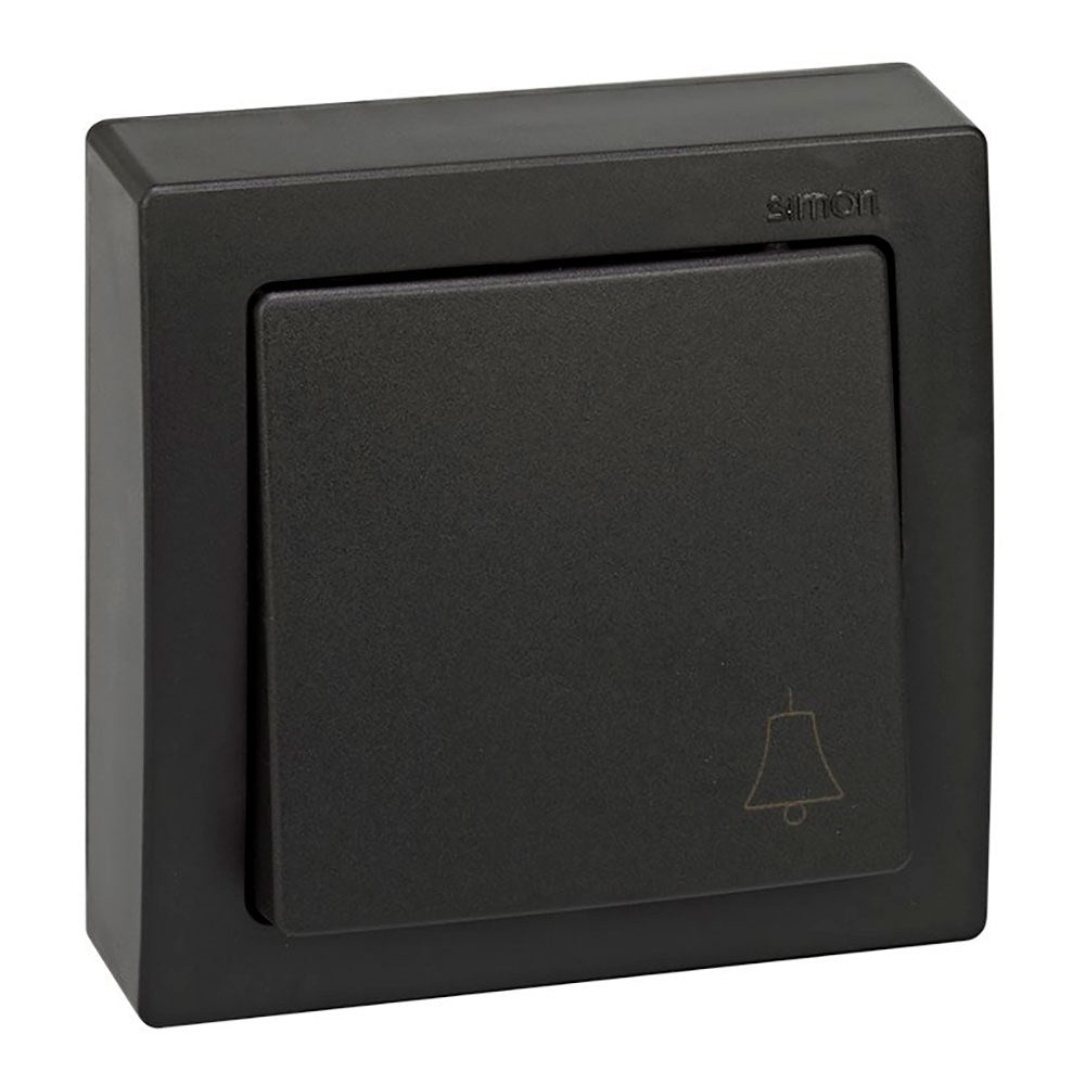Pulsador superficie, 10ax 250v~, ip20, serie simon73 loft, campana grabada, grafito, retractilado