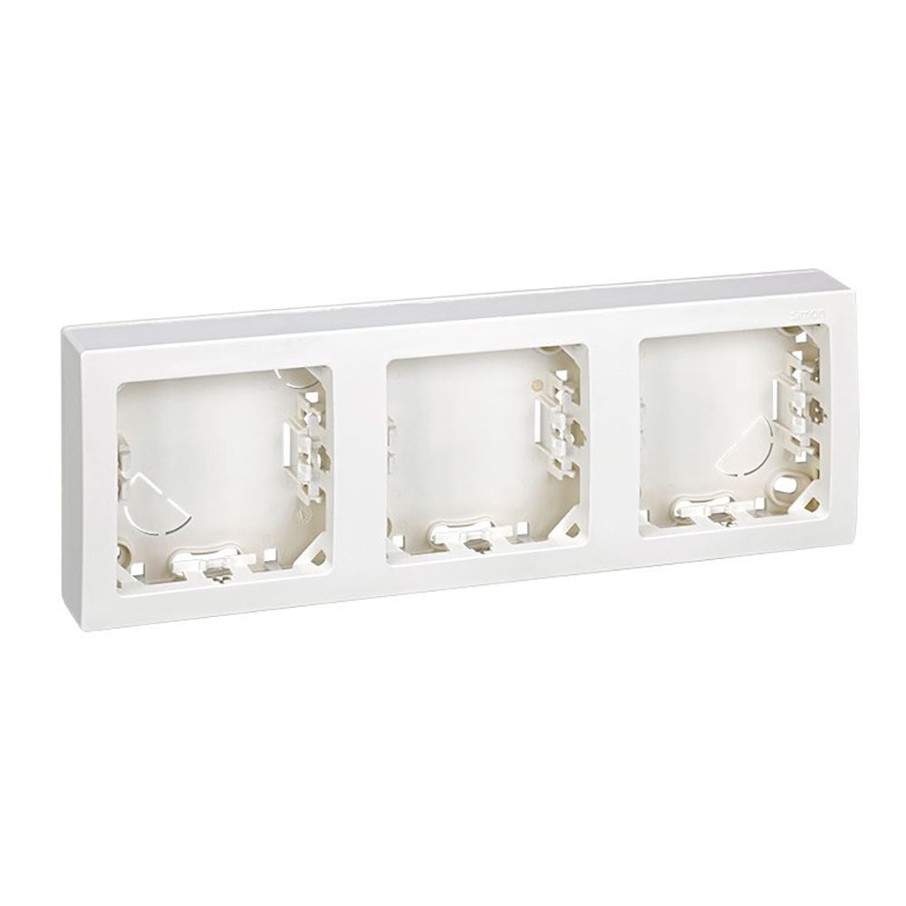 Marco con base, superficie, 3 elementos, horizontal, serie simon73 loft, blanco, retractilado