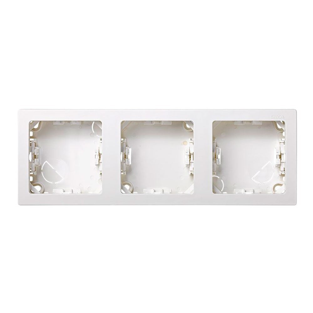 Marco con base, superficie, 3 elementos, horizontal, serie simon73 loft, blanco, retractilado
