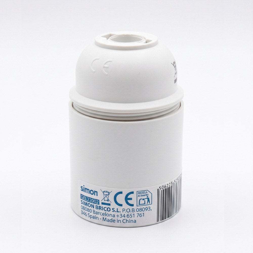 Portalámparas termoplástico, liso, e-27, blanco