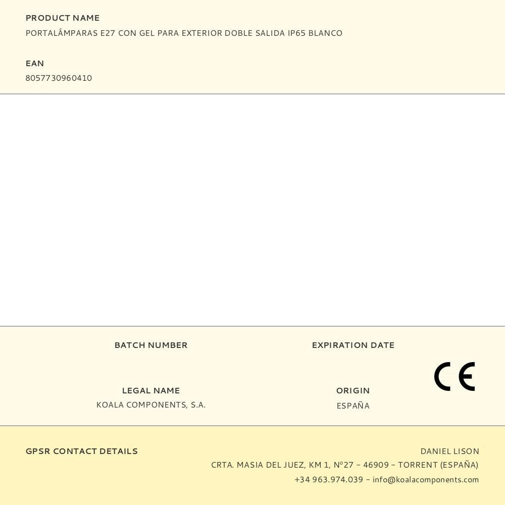 Portalámparas e27 con gel para exterior doble salida ip65 blanco