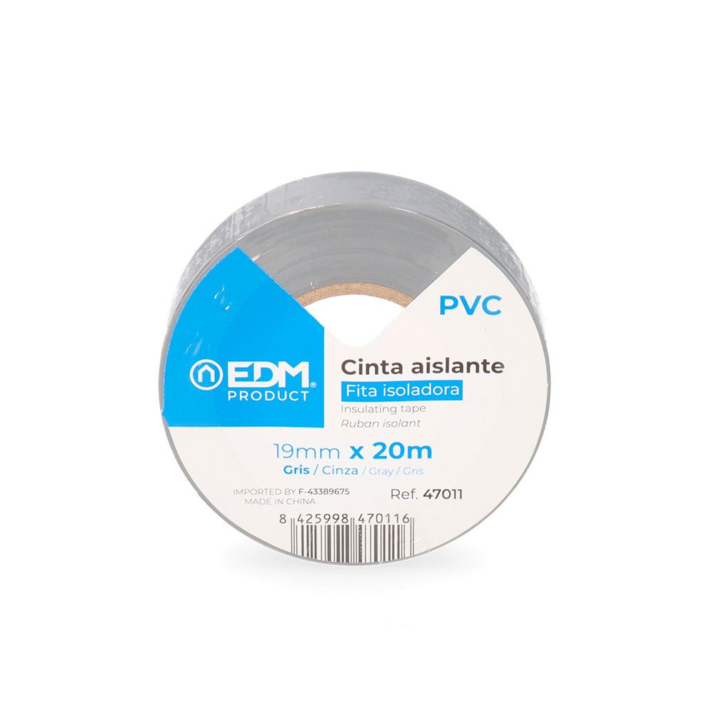 Cinta aislante calidad "supra" gris 19 mm x 20 m