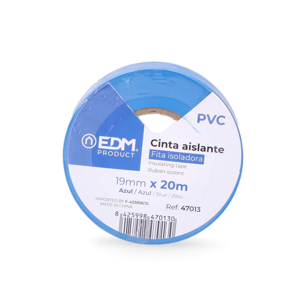 Cinta aislante calidad "supra" azul 19 mm x 20 m
