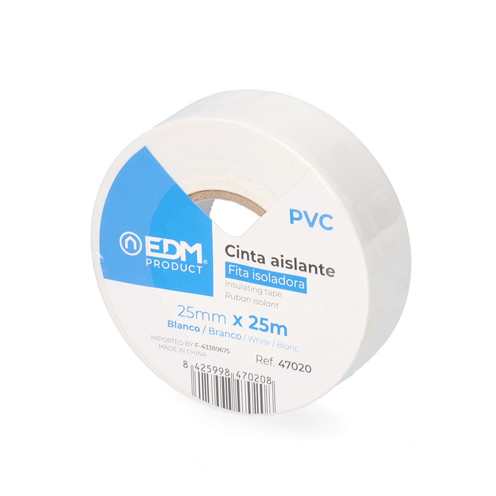 Cinta aislante calidad "supra" blanca 25 mm x 25 m