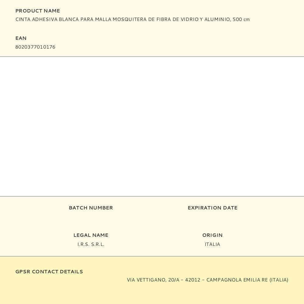 Cinta adhesiva para mosquitera de fibra de vidrio y aluminio, blanca, 500 cm