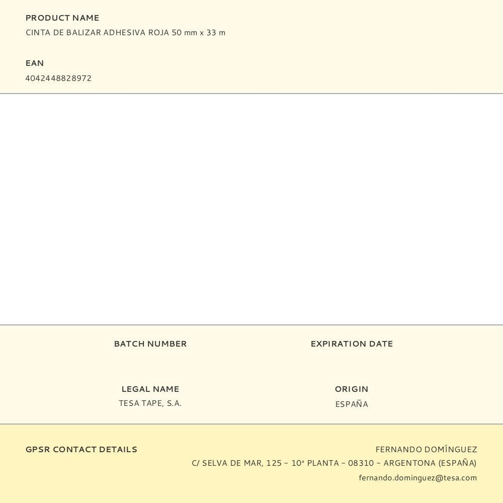 Cinta de balizar adhesiva roja 50 mm x 33 m