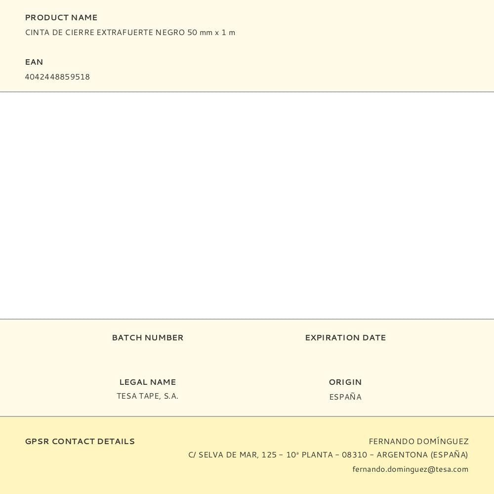 Cinta de cierre extrafuerte negro 50 mm x 1 m