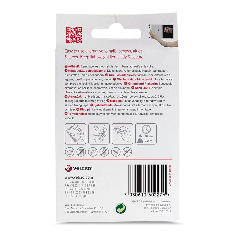 Circulos adhesivos hook&loop ø16 mm, blancos, 16 pares