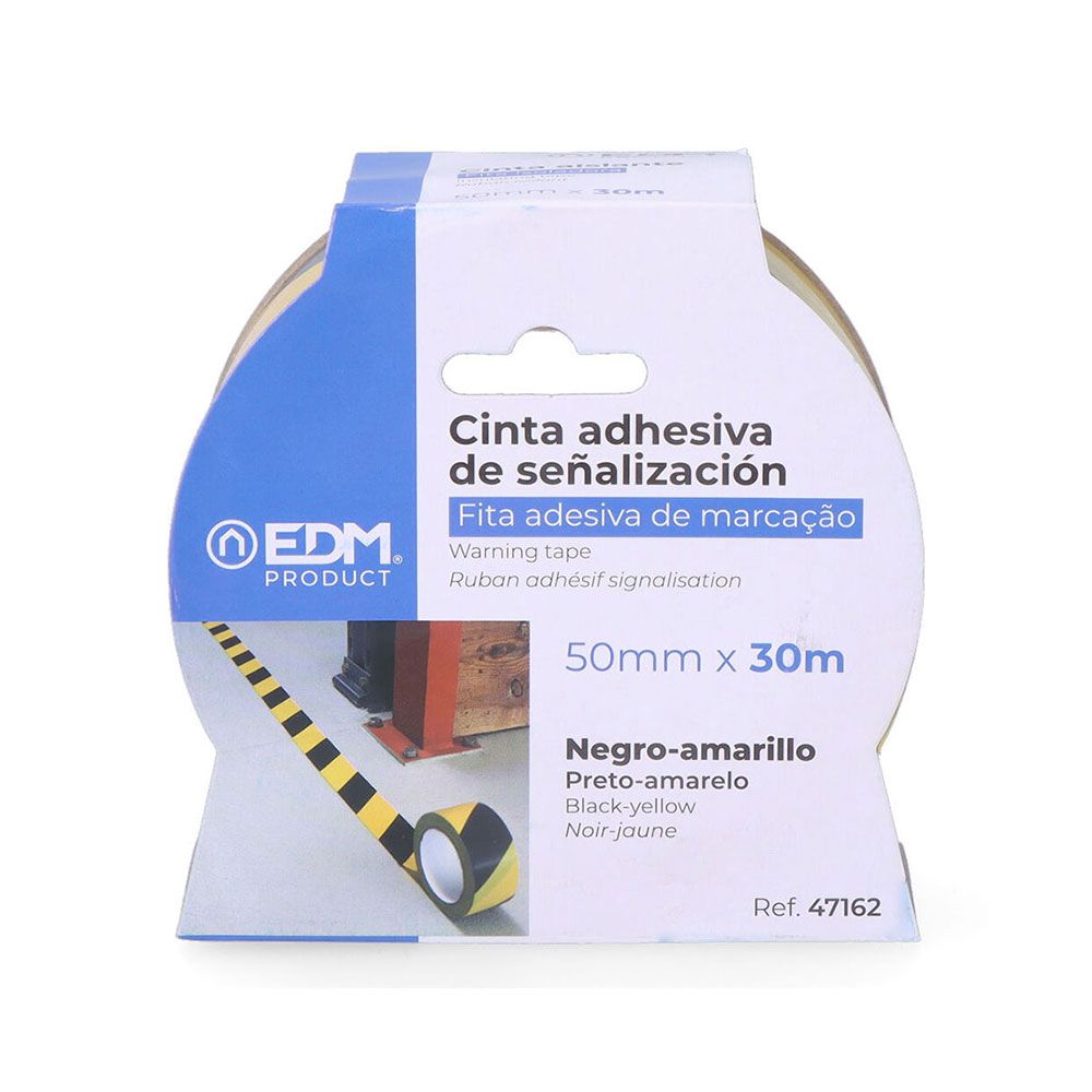 Cinta adhesiva de señalizacion amarillo-negra 50 mm x 30 m