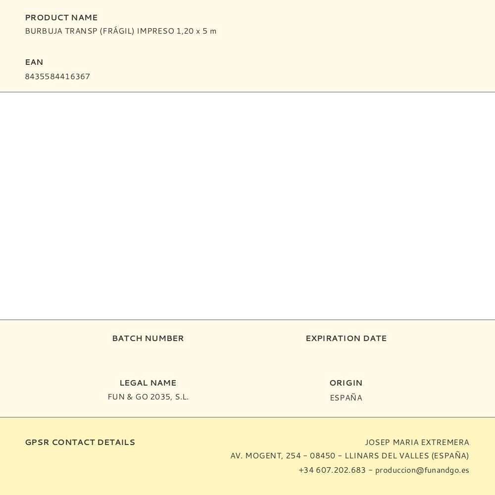 Burbuja transp (frágil) impreso 1,20 x 5 m