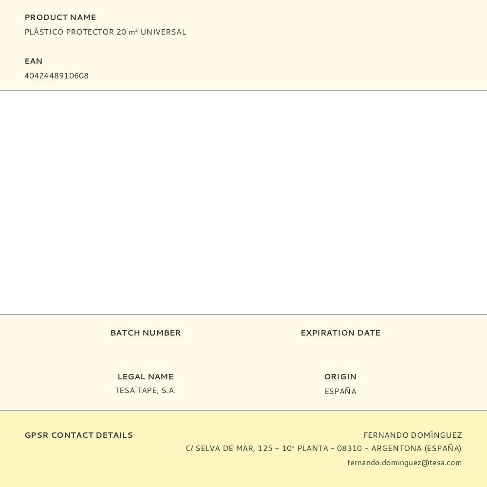 Plástico protector 20 m² universal