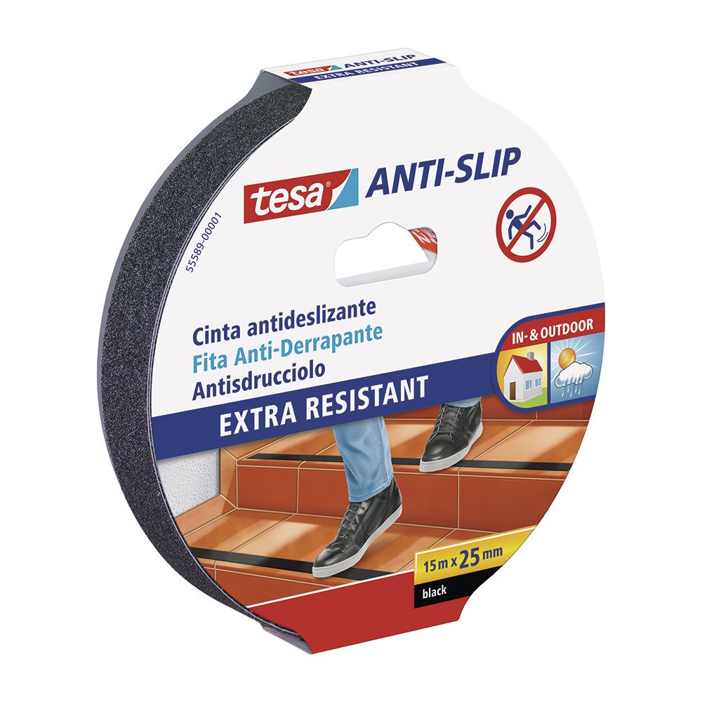 Cinta antideslizante negra 25 mm x 15 m