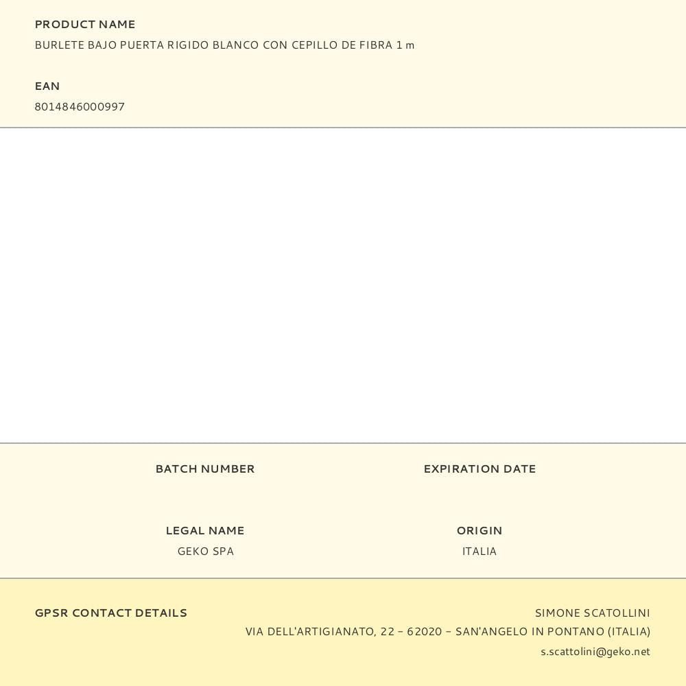 Burlete bajo puerta rigido blanco con cepillo de fibra 1 m