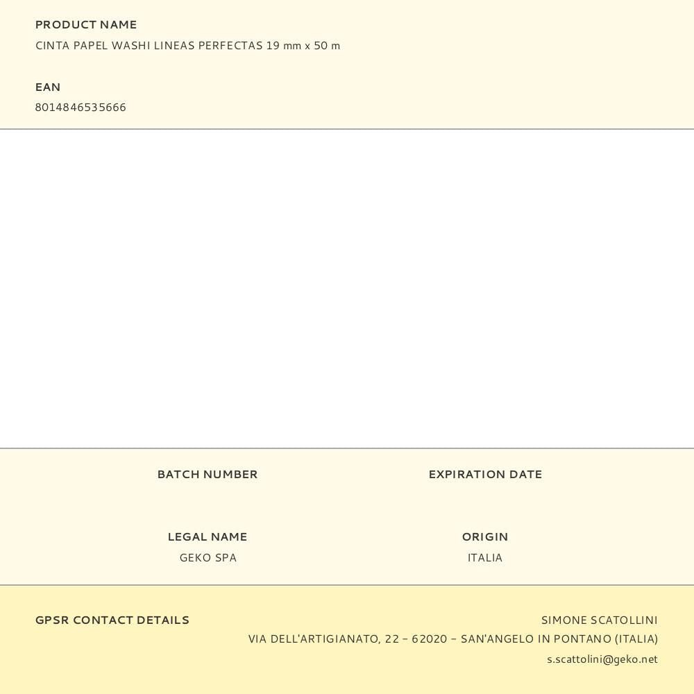 Cinta papel washi lineas perfectas 19 mm x 50 m