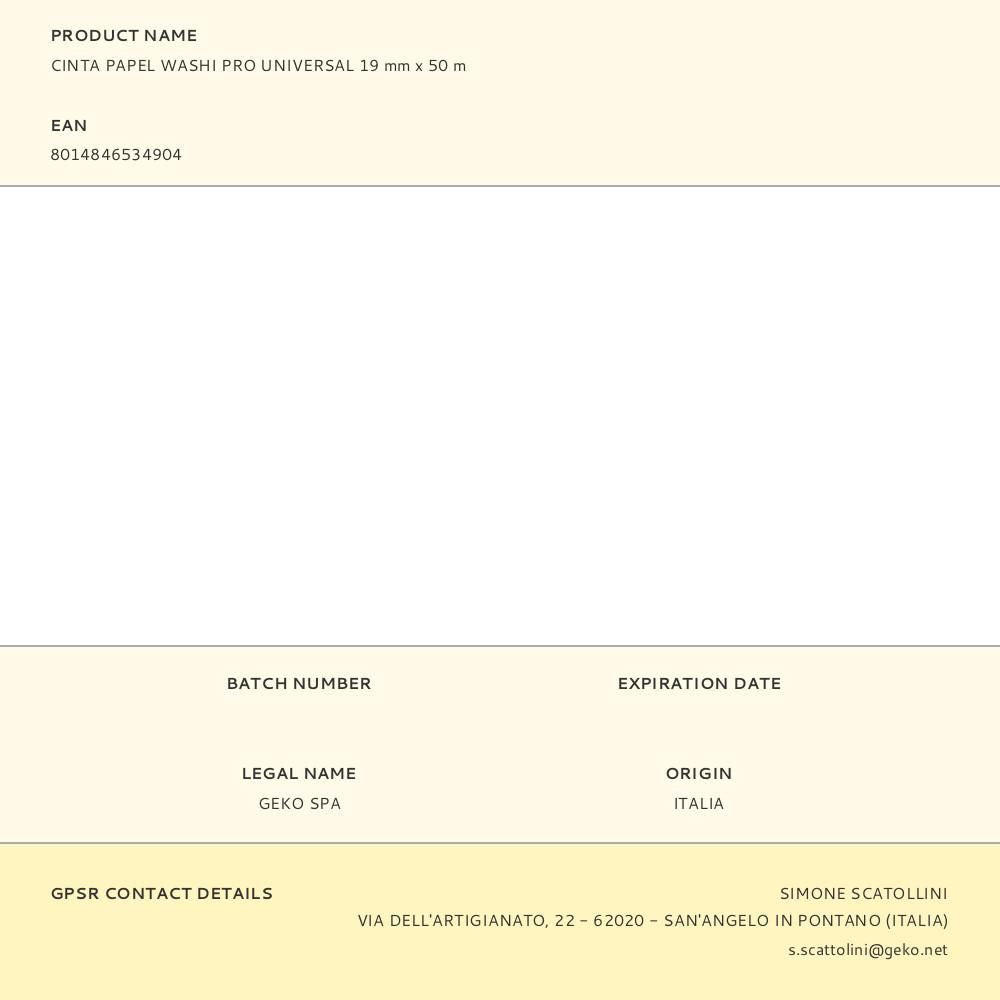 Cinta papel washi pro universal 19 mm x 50 m