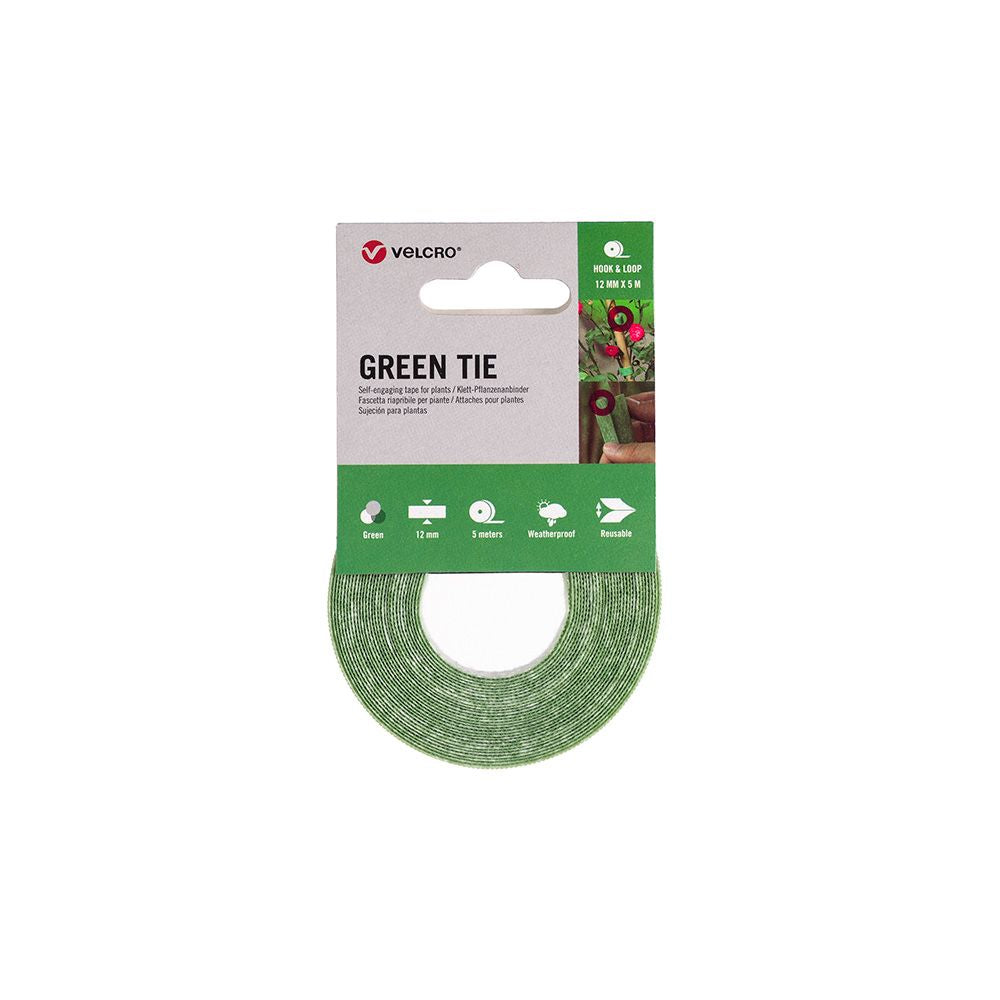 Cinta sujeción plantas, verde, 12 mm x 5 m