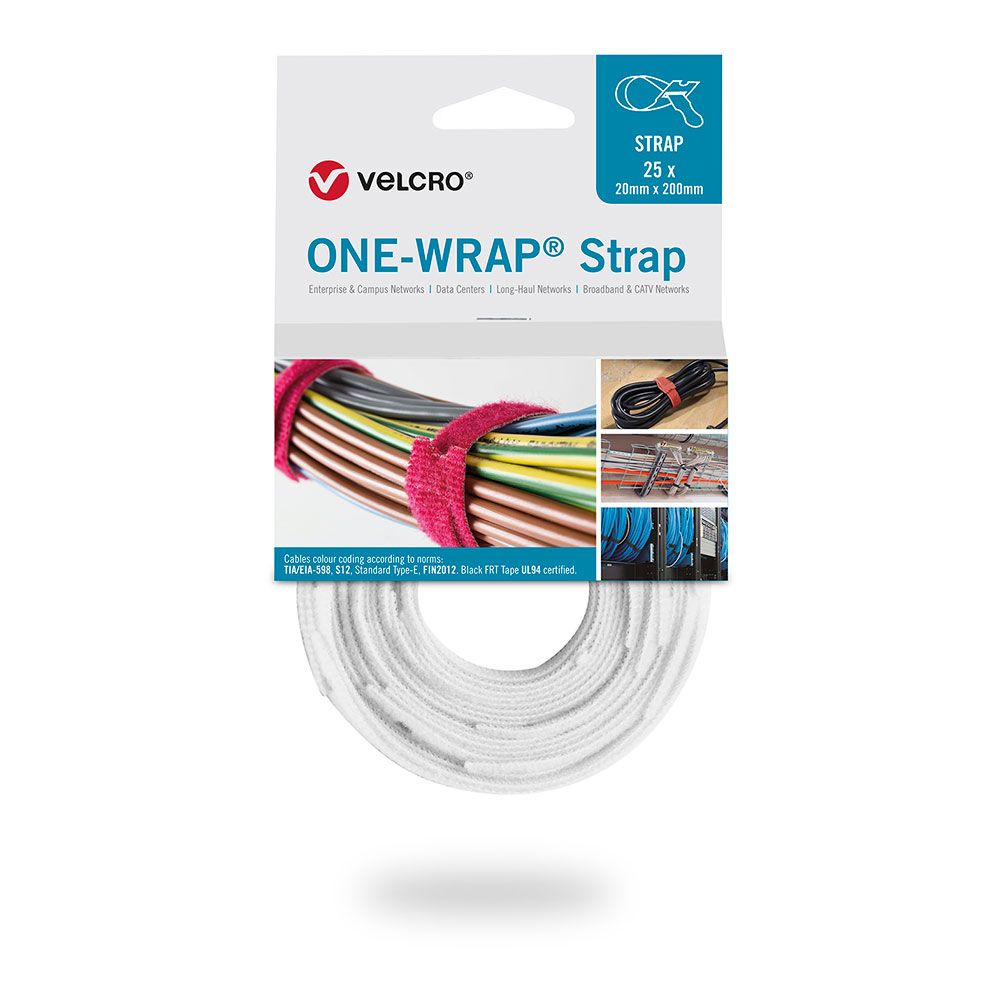 Brida one-wrap® strap, 20 x 200mm, 25 uds, blanca