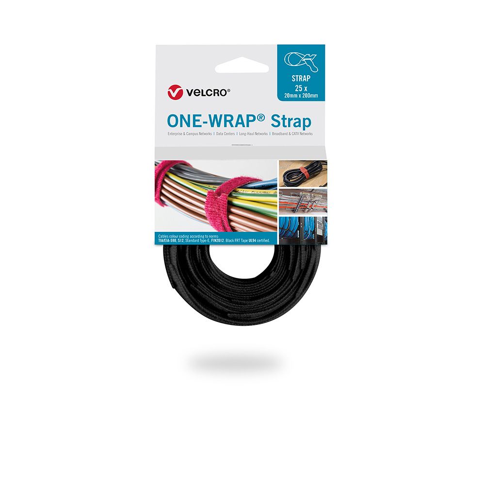Brida one-wrap® strap, 20 x 200mm, 25 uds, negra