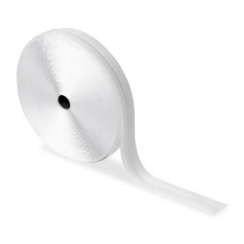 Rollo adhesivo de cierre de gancho y bucle 20 mm x 25 m, blanco
