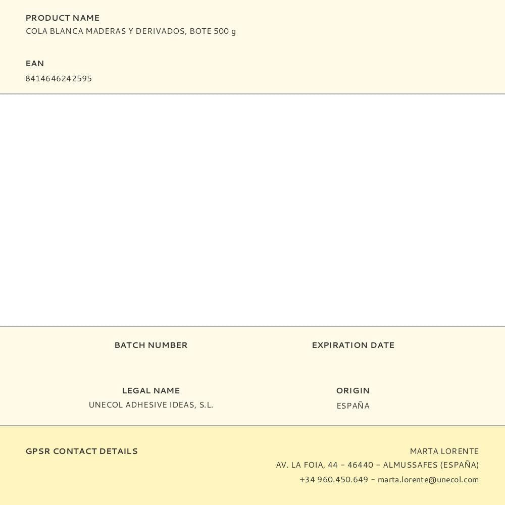 Cola blanca maderas y derivados, bote 500 g