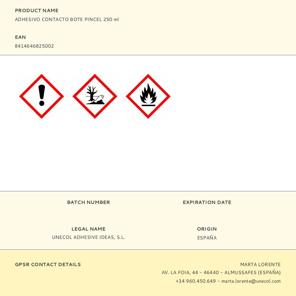 Adhesivo contacto bote pincel 250 ml